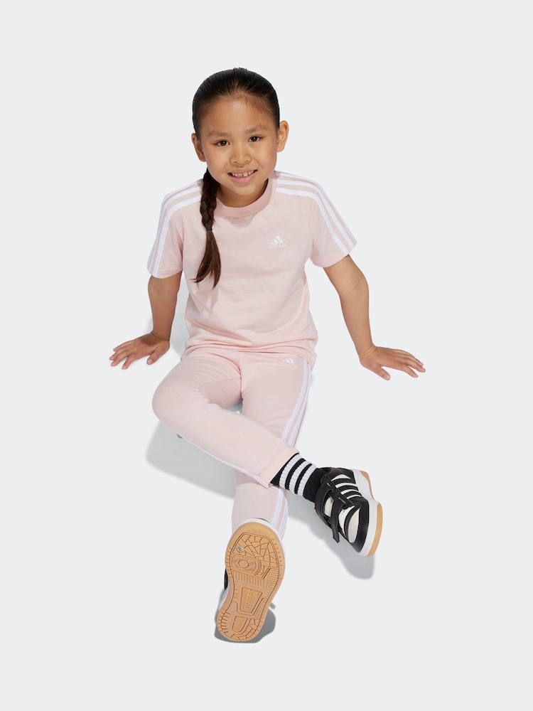 adidas Pink Sportswear Essentials 3-Stripes 100% Cotton T-Shirt - Image 2 of 4