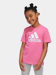adidas Pink 100% Cotton Sportswear Essentials Logo T-Shirt - Image 1 of 6