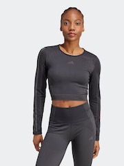 adidas Black Knit Long Sleeve T-Shirt - Image 1 of 7
