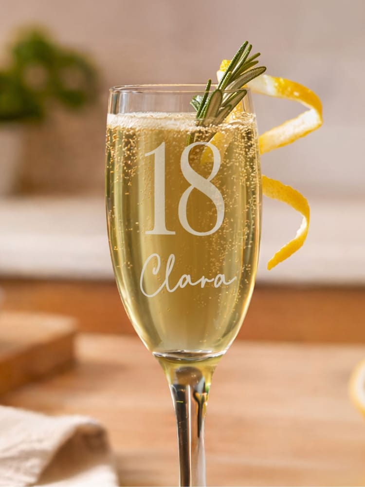 Personalised Big Age & Name Flute Glass by PMC - Image 2 of 4 Personalised Big Age & Name Flute Glass by PMC - Image 2 of 4