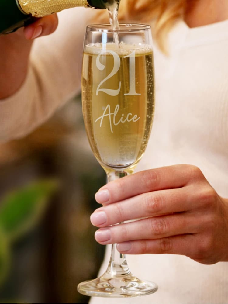 Personalised Big Age & Name Flute Glass by PMC - Image 4 of 4 Personalised Big Age & Name Flute Glass by PMC - Image 4 of 4