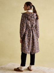 Joules Holkham Tan Leopard Waterproof Packable Raincoat With Hood - Image 2 of 8
