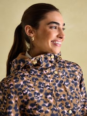 Joules Holkham Tan Leopard Waterproof Packable Raincoat With Hood - Image 4 of 8