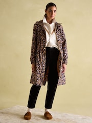 Joules Holkham Tan Leopard Waterproof Packable Raincoat With Hood - Image 6 of 8