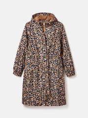 Joules Holkham Tan Leopard Waterproof Packable Raincoat With Hood - Image 7 of 8