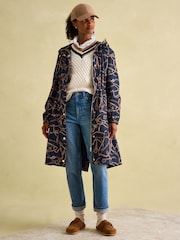 Joules Holkham Navy Blue Bridle Waterproof Packable Raincoat With Hood - Image 4 of 8
