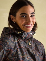 Joules Holkham Navy Blue Paisley Waterproof Packable Raincoat With Hood - Image 3 of 8