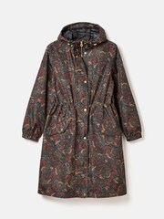 Joules Holkham Navy Blue Paisley Waterproof Packable Raincoat With Hood - Image 8 of 8