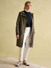 Joules Holkham Khaki Green Check Waterproof Packable Raincoat With Hood - Image 4 of 8