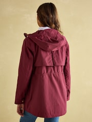 Joules Portwell Burgundy Waterproof Raincoat With Hood - Image 2 of 8