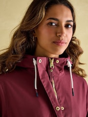 Joules Portwell Burgundy Waterproof Raincoat With Hood - Image 3 of 8