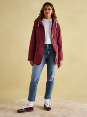 Joules Portwell Burgundy Waterproof Raincoat With Hood - Image 4 of 8