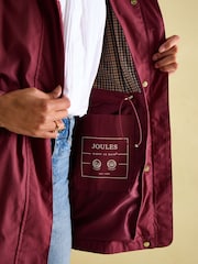 Joules Portwell Burgundy Waterproof Raincoat With Hood - Image 6 of 8