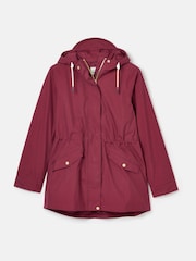 Joules Portwell Burgundy Waterproof Raincoat With Hood - Image 7 of 8