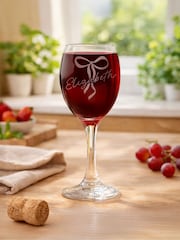 Personalised Bow Wine Glass by PMC - Image 1 of 1
