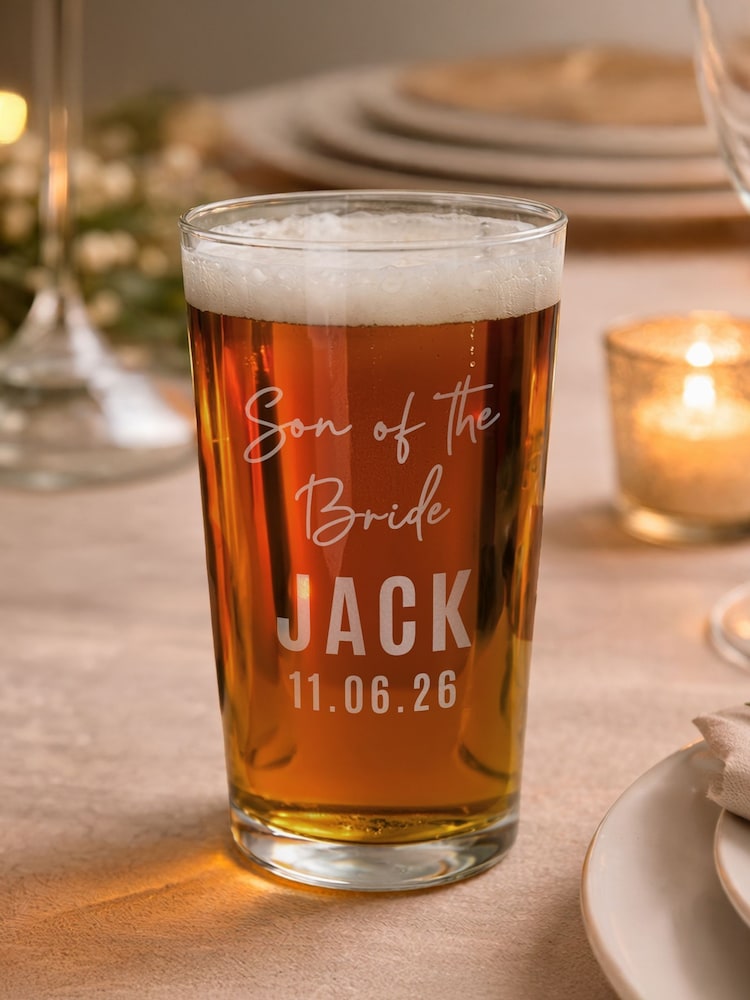 Personalised Wedding Elegant Pint Glass by PMC - Image 2 of 5