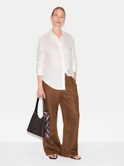 Jigsaw Brown Linen Wide Leg Trousers - Image 3 of 5