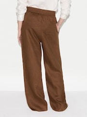 Jigsaw Brown Linen Wide Leg Trousers - Image 4 of 5