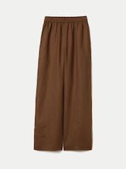 Jigsaw Brown Linen Wide Leg Trousers - Image 5 of 5
