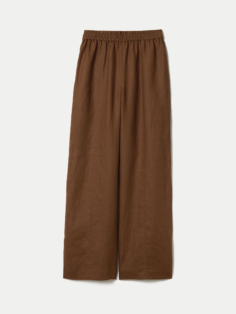 Jigsaw Brown Linen Wide Leg Trousers - Image 5 of 5 Jigsaw Brown Linen Wide Leg Trousers - Image 5 of 5