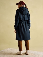 Joules Harpsden Navy Blue Waterproof Long Raincoat with Hood - Image 2 of 10