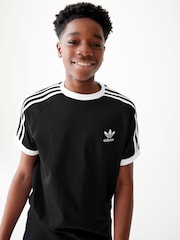 adidas originals Black Kids Originals 3-Stripes 100% Cotton T-Shirt - Image 1 of 4