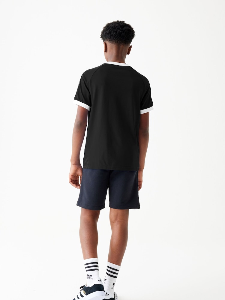 adidas originals Black Kids Originals 3-Stripes 100% Cotton T-Shirt - Image 2 of 4