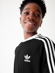 adidas originals Black Kids Originals 3-Stripes 100% Cotton T-Shirt - Image 3 of 4