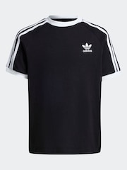 adidas originals Black Kids Originals 3-Stripes 100% Cotton T-Shirt - Image 4 of 4