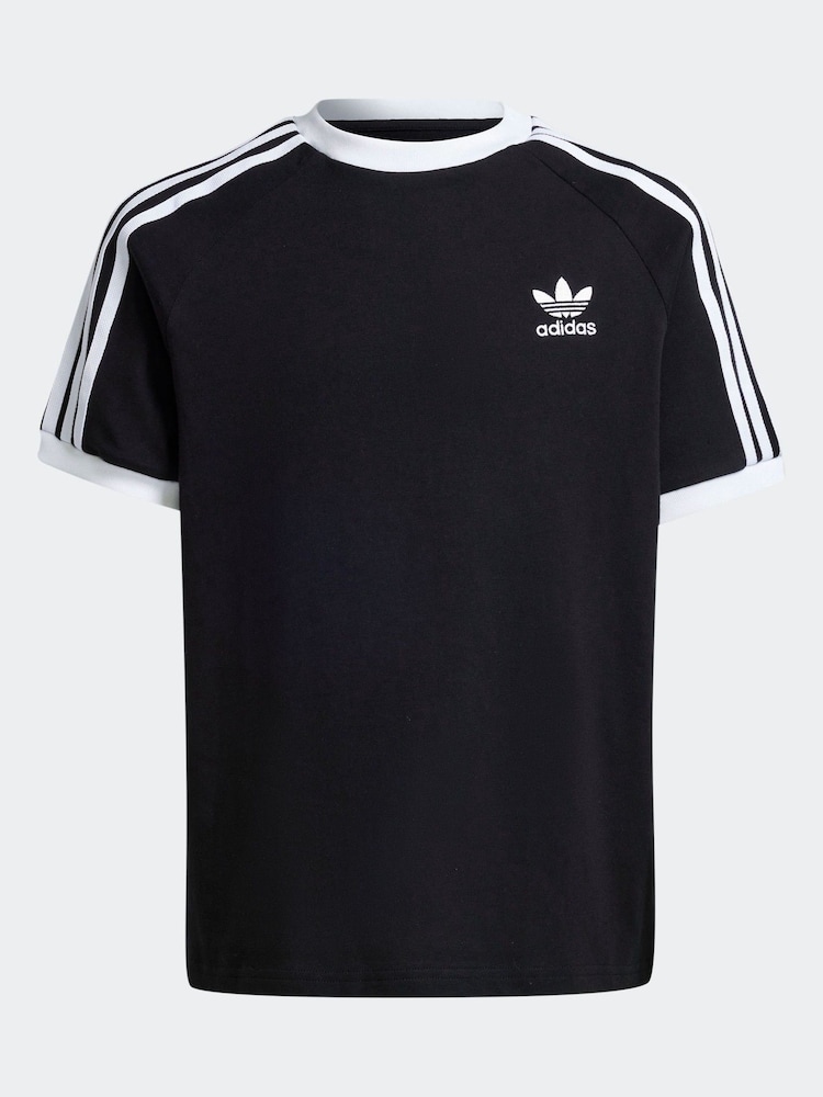 adidas originals Black Kids Originals 3-Stripes 100% Cotton T-Shirt - Image 4 of 4