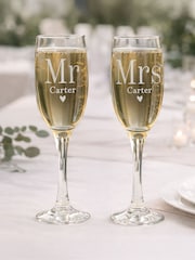Personalised Mr & Mrs Pair of Flute Glasses by PMC - Image 1 of 3