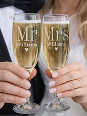 Personalised Mr & Mrs Pair of Flute Glasses by PMC - Image 2 of 3