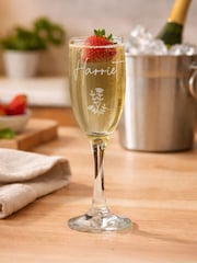 Personalised Flower Motif Flute Glass by PMC - Image 1 of 4