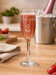 Personalised Flower Motif Flute Glass by PMC - Image 3 of 4
