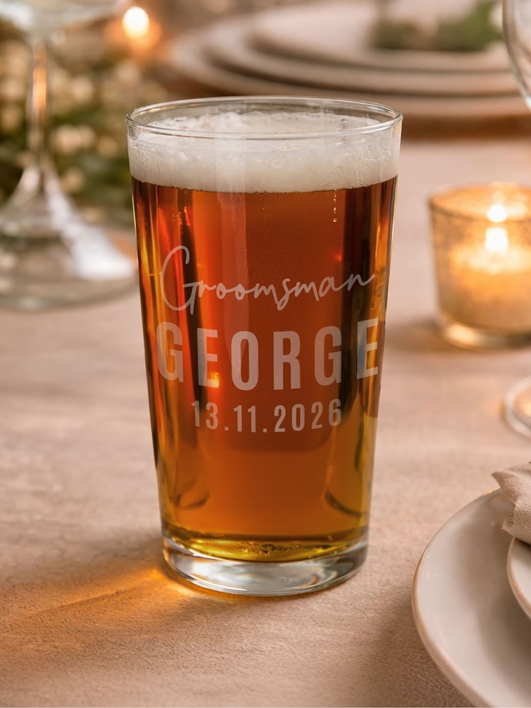 Personalised Groomsman Elegant Pint Glass by PMC - Image 1 of 1 Personalised Groomsman Elegant Pint Glass by PMC - Image 1 of 1