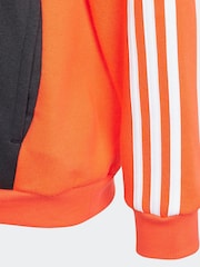 adidas Red Kids Sportswear Tiberio 3-Stripes Colourblock Fleece Hoodie - Image 3 of 5