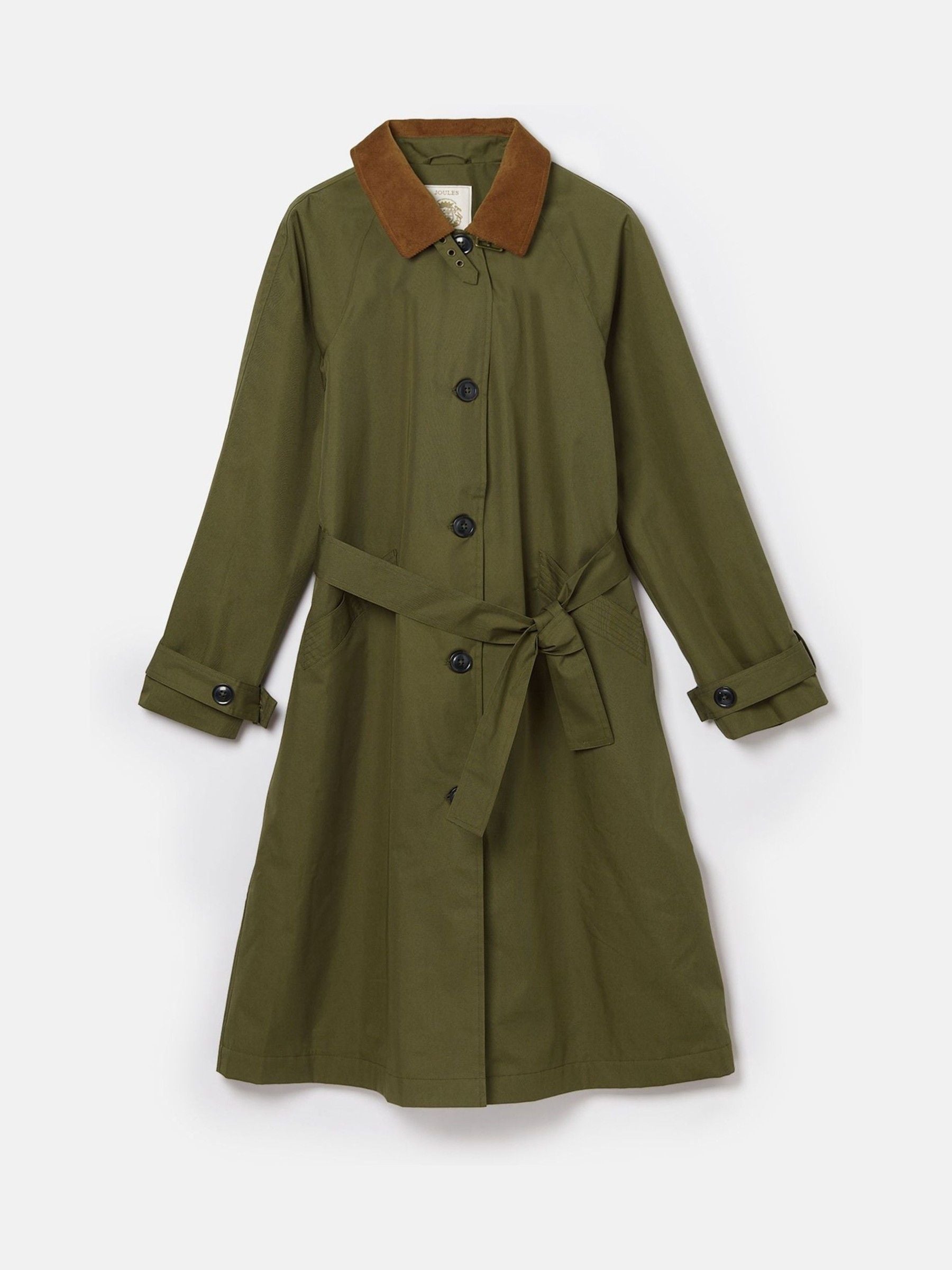 Buy Joules Epwell Green Waterproof Belted Trench Coat from
