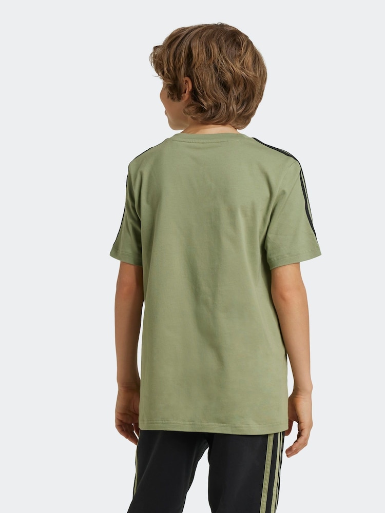 adidas Green Kids Sportswear Tiberio 3-Stripes Colourblock 100% Cotton T-Shirt - Image 2 of 8
