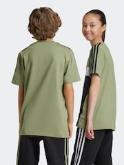 adidas Green Kids Sportswear Tiberio 3-Stripes Colourblock 100% Cotton T-Shirt - Image 6 of 8