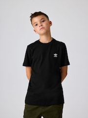 adidas originals Black Small Trefoil Logo 100% Cotton T-Shirt - Image 1 of 7
