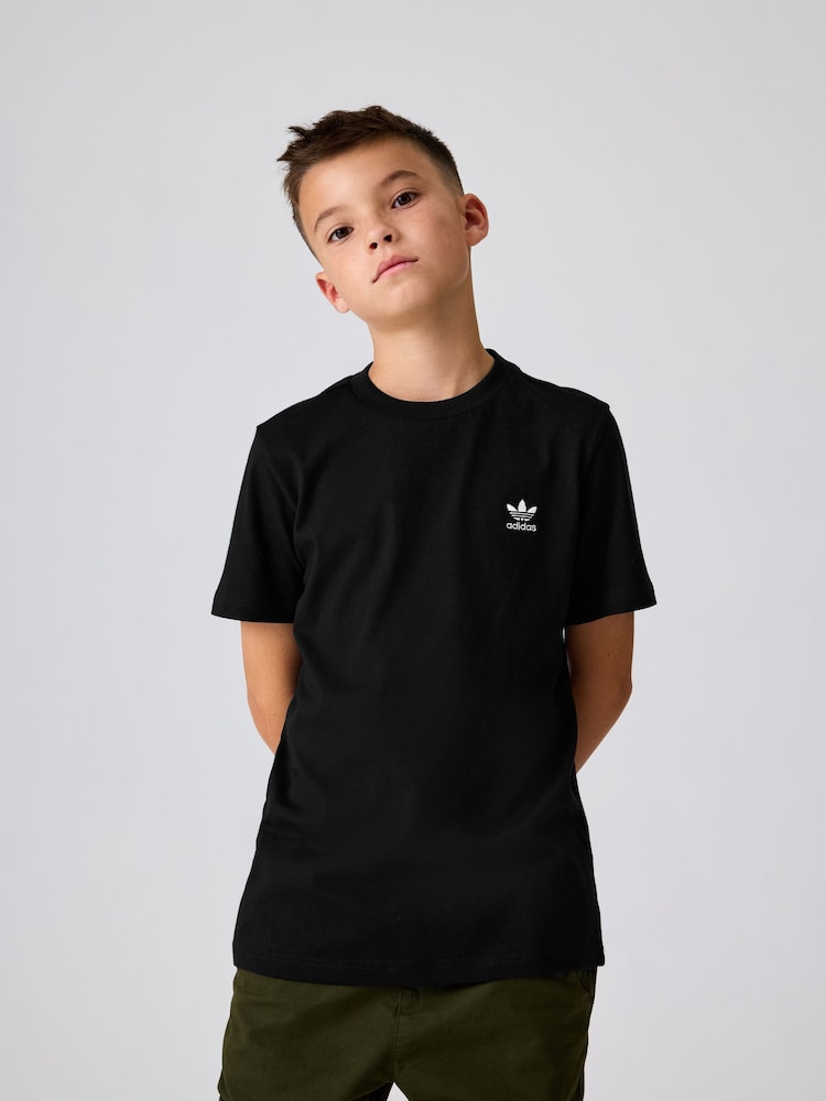 adidas originals Black Small Trefoil Logo 100% Cotton T-Shirt - Image 1 of 7