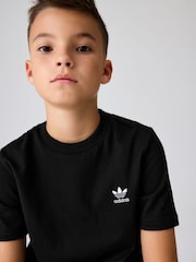 adidas originals Black Small Trefoil Logo 100% Cotton T-Shirt - Image 6 of 7