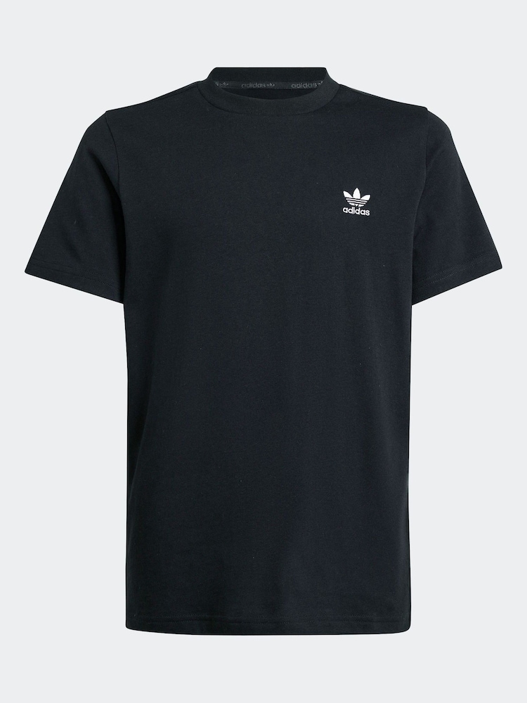adidas originals Black Small Trefoil Logo 100% Cotton T-Shirt - Image 7 of 7