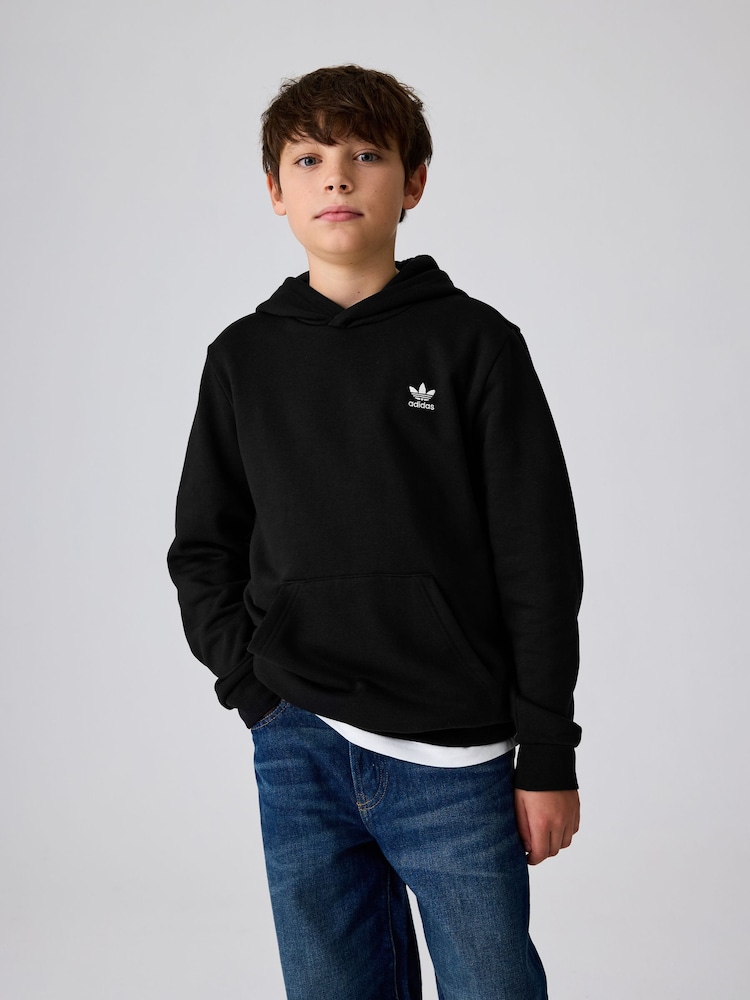 adidas originals Black Small Trefioil Logo Hoodie - Image 1 of 15