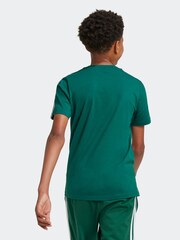 adidas Light Green Kids Sportswear Tiberio 3-Stripes Colourblock 100% Cotton T-Shirt - Image 2 of 6