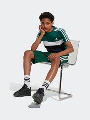 adidas Light Green Kids Sportswear Tiberio 3-Stripes Colourblock 100% Cotton T-Shirt - Image 5 of 6