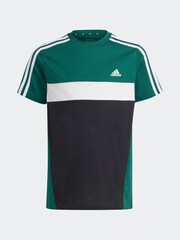 adidas Light Green Kids Sportswear Tiberio 3-Stripes Colourblock 100% Cotton T-Shirt - Image 6 of 6