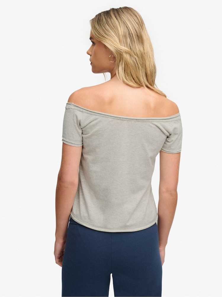 Superdry Grey Graphic Bardot Short Sleeve T-Shirt - Image 2 of 7