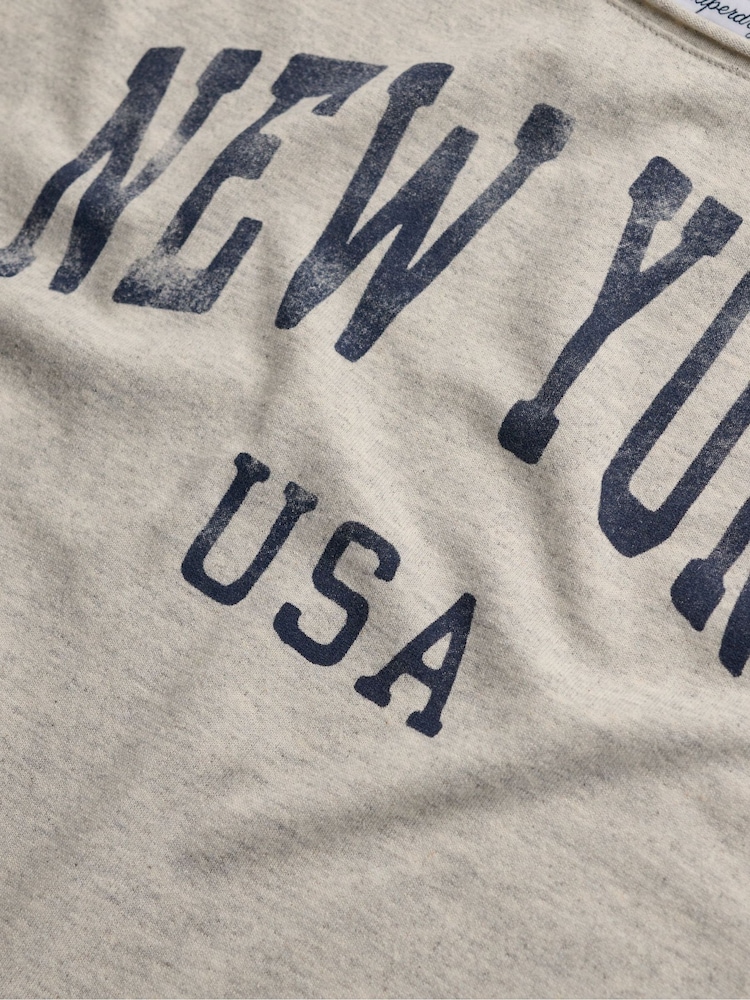 Superdry Grey Graphic Bardot Short Sleeve T-Shirt - Image 7 of 7