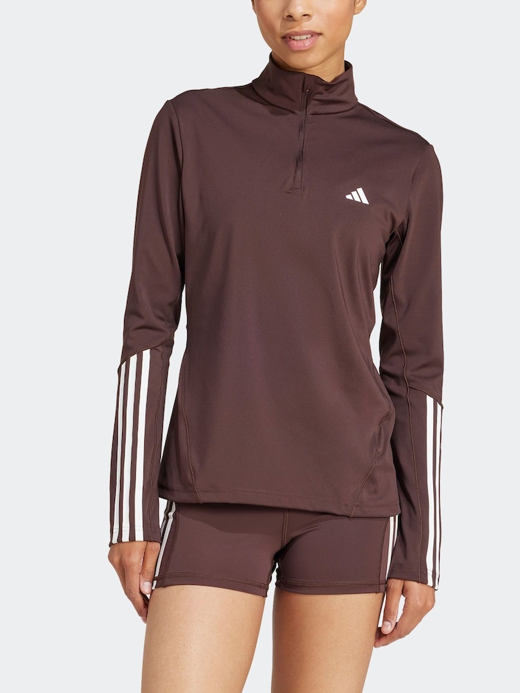 adidas Brown Hyperglam Training Quarter-Zip Top - Image 1 of 8